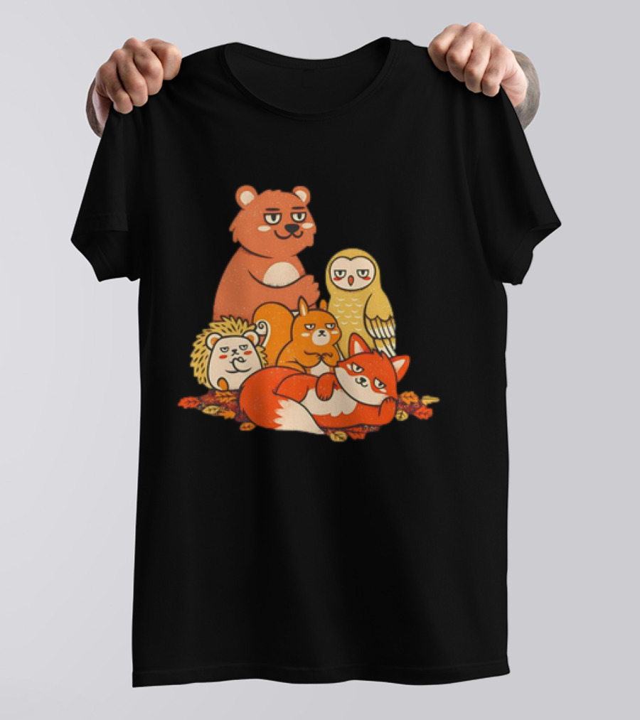 Animals X The Breakfast Club Autumn Edition With Hedgehog, Bear, Owl, Fox, Squirrel T-Shirt