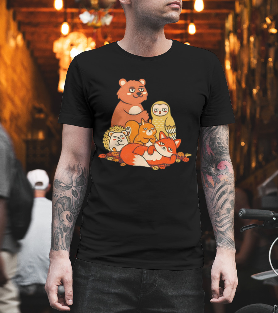 Animals X The Breakfast Club Autumn Edition With Hedgehog, Bear, Owl, Fox, Squirrel T-Shirt