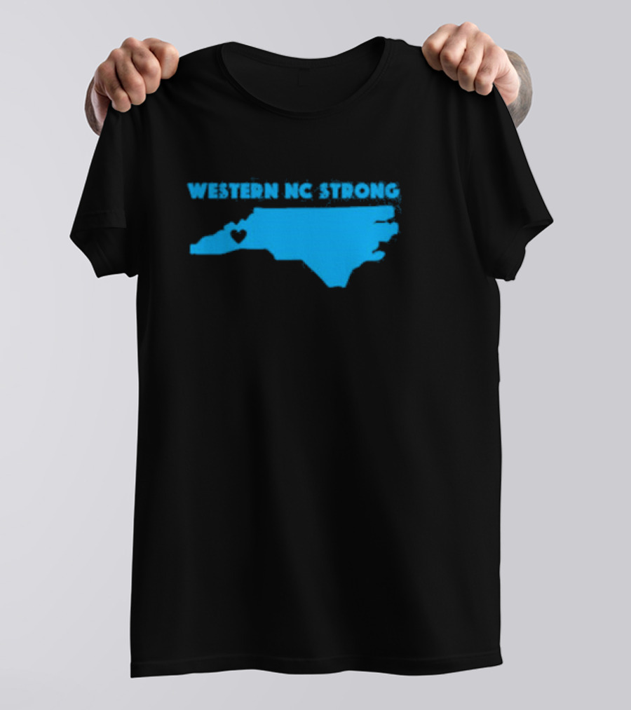 Western NC Strong Heart North Carolina Map T-Shirt