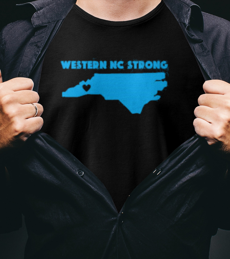 Western NC Strong Heart North Carolina Map T-Shirt