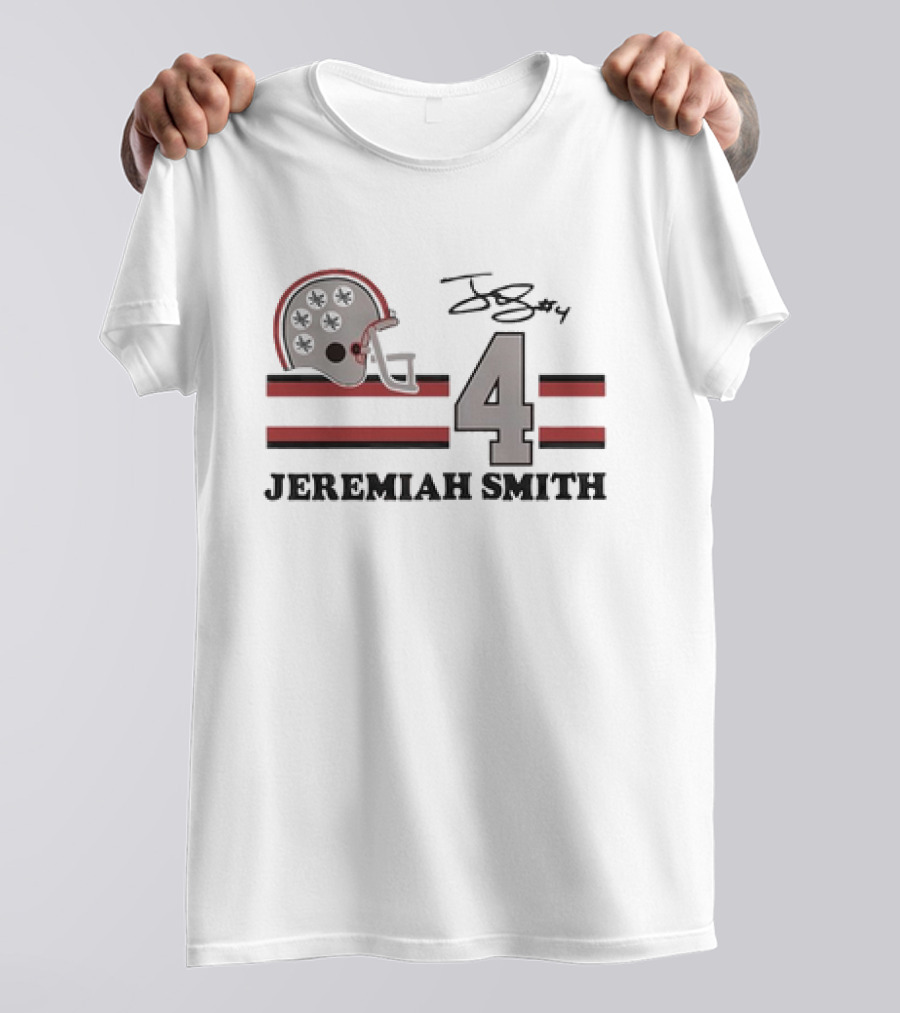 Ohio State Jeremiah Smith #4 Helmet Signature Football T-Shirt