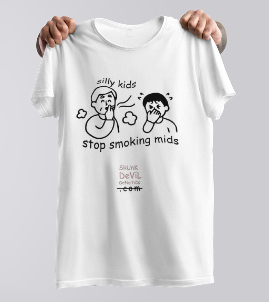 Silly Kids Stop Smoking Mids Skunk Devil Genetics T-Shirt