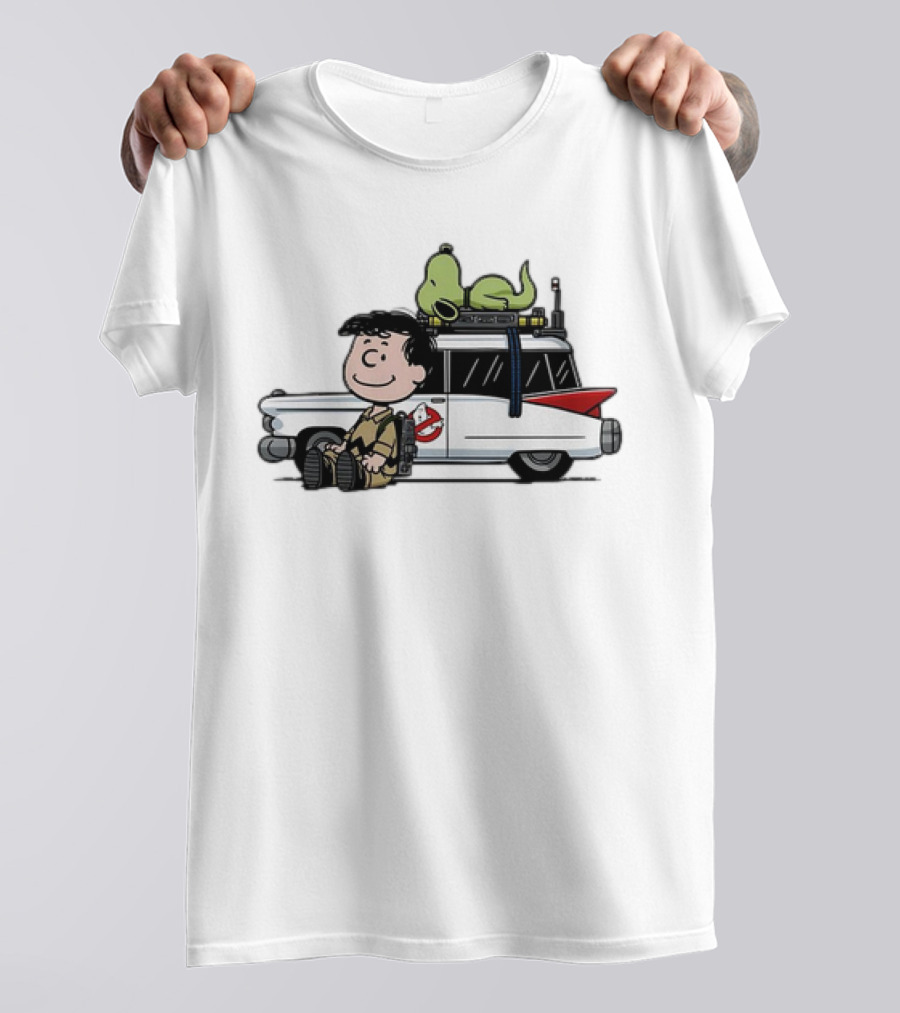 Venkman Slimer Ecto-1 Ghostbusters Meets Charlie Brown Snoopy Peanuts Charlie Venkman T-Shirt