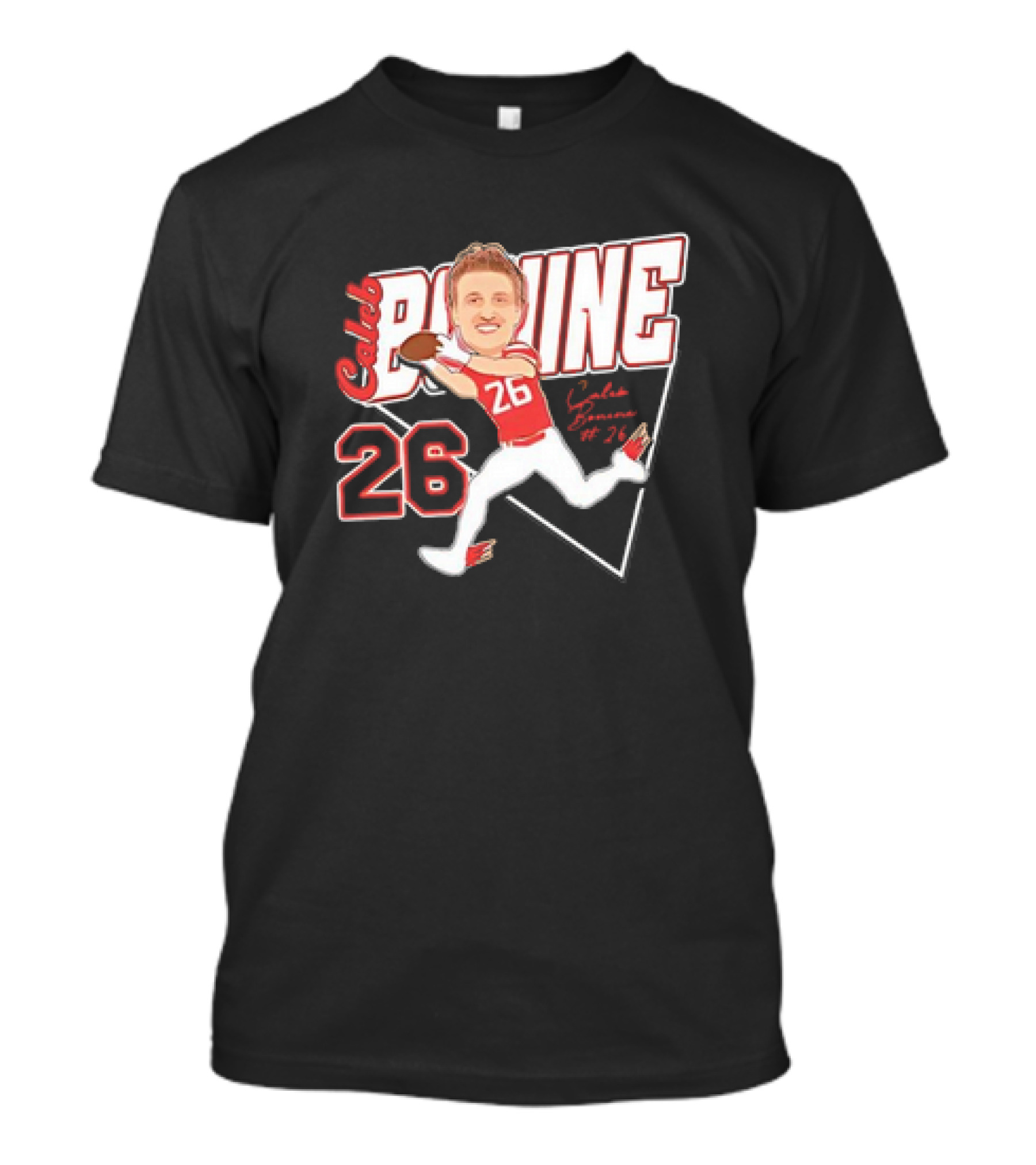 Caleb Bonine #26 Caricature Louisiana Ragin’ Cajuns Player Football T-Shirt