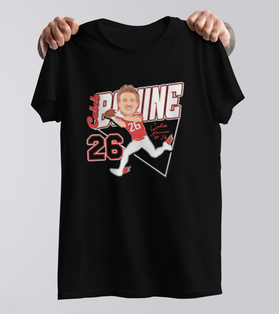 Caleb Bonine #26 Caricature Louisiana Ragin’ Cajuns Player Football T-Shirt