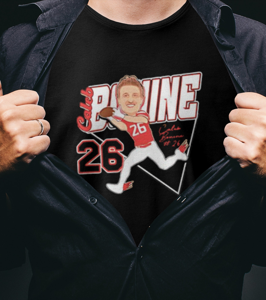 Caleb Bonine #26 Caricature Louisiana Ragin’ Cajuns Player Football T-Shirt