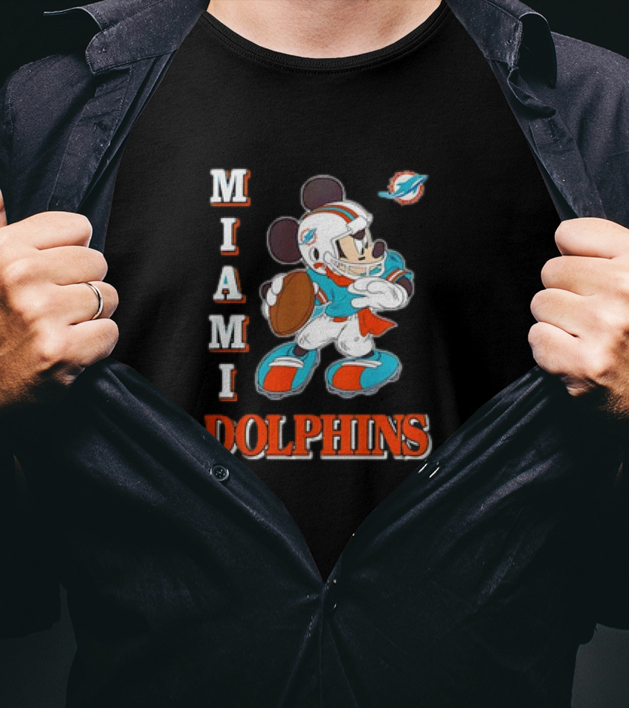 Mickey Mouse Miami Dolphins Football T-Shirt