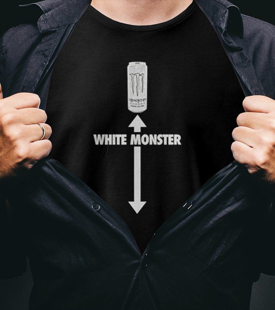 White Monster Energy Drink Can With Arrow Direction T-Shirt