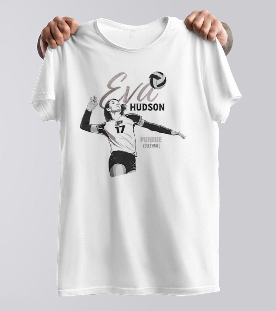 Eva Hudson Purdue Volleyball Player Number 17 In Action T-Shirt