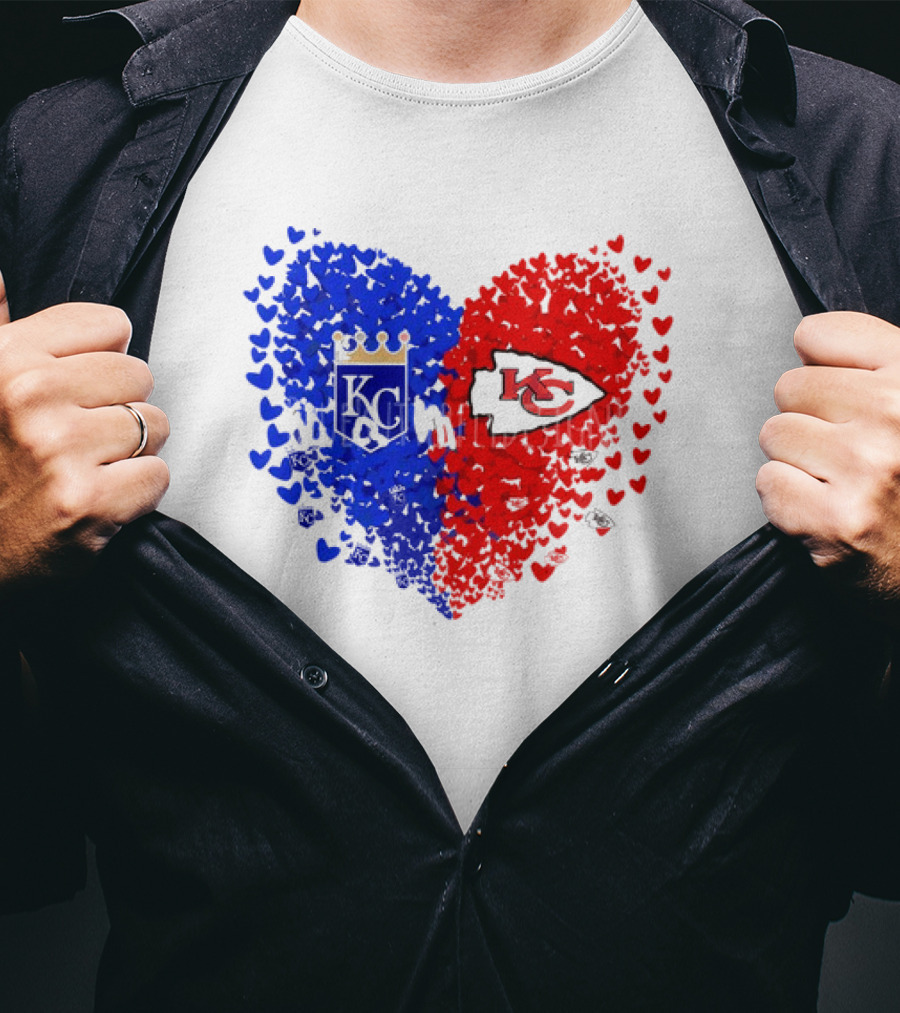 Heart Kansas City Royals KC And Kansas City Chiefs KC T-Shirt