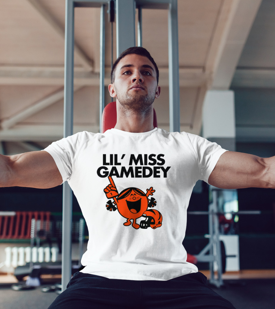 Lil Miss Gamedey Cincinnati Bengals Football Fandom Icon With Cheerful Character And Helmet T-Shirt