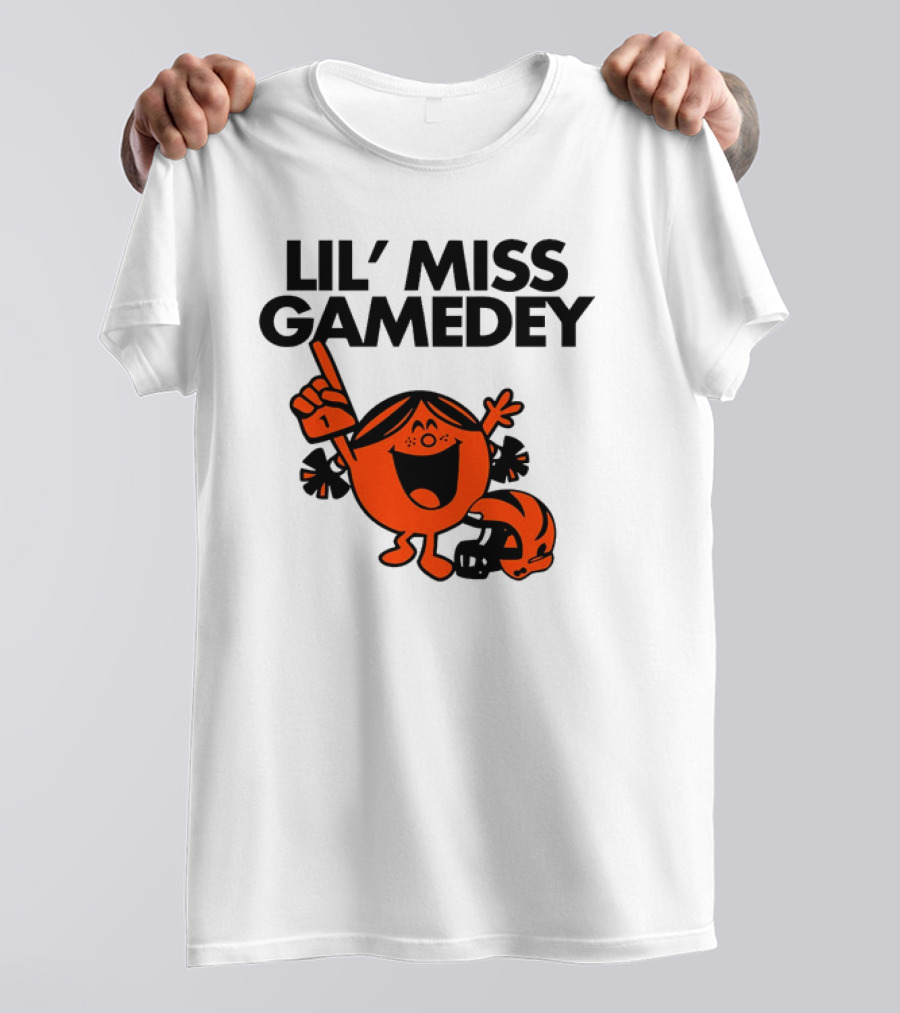 Lil Miss Gamedey Cincinnati Bengals Football Fandom Icon With Cheerful Character And Helmet T-Shirt