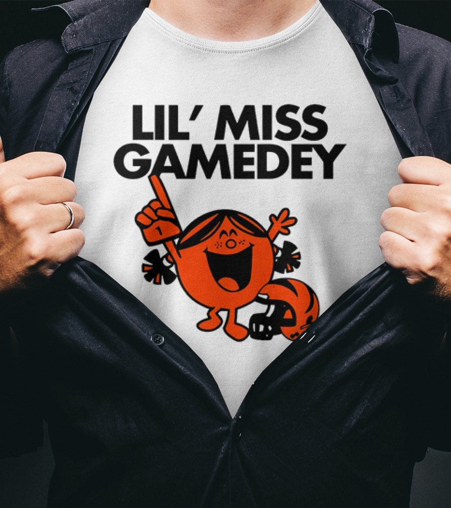 Lil Miss Gamedey Cincinnati Bengals Football Fandom Icon With Cheerful Character And Helmet T-Shirt