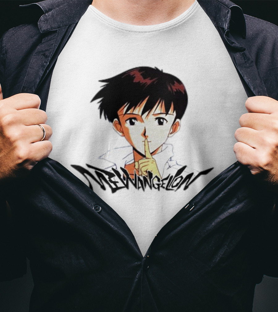 Mewangelion Ikari Shinji Anime Cartoon Evangelion Crossover T-Shirt