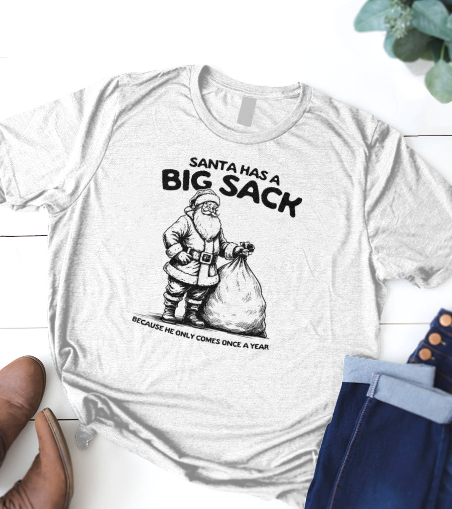 Santa Has A Big Sack Because He Only Comes Once A Year T-Shirt