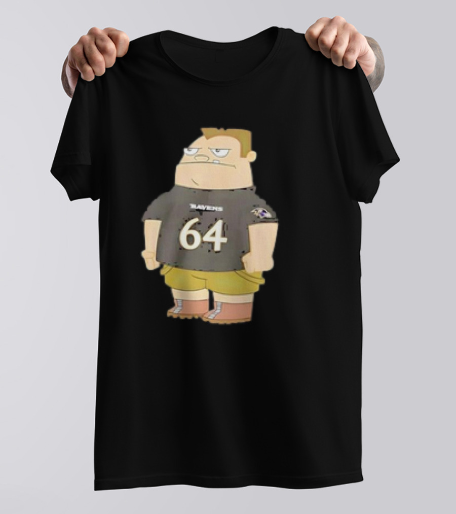 Ravens Tyler Linderbaum 64 Buford Van Stomm Character Sports Jersey T-Shirt