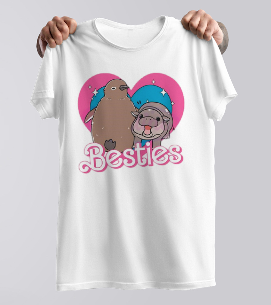 Best Friends Moo Deng Pesto Friendship Barbie Besties Heart T-Shirt