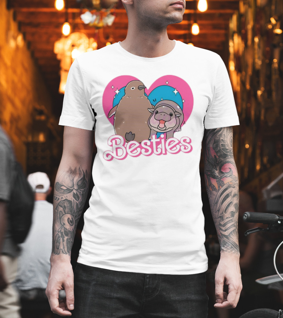 Best Friends Moo Deng Pesto Friendship Barbie Besties Heart T-Shirt