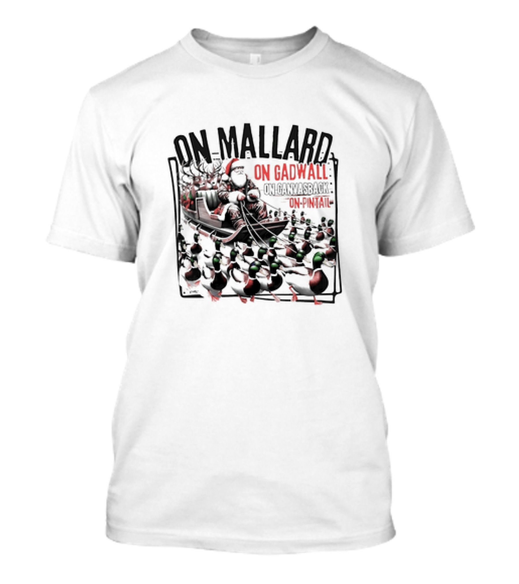 Duck Hunting Santa Sleigh On Mallard Gadwall Canvasback Pintail Christmas T-Shirt