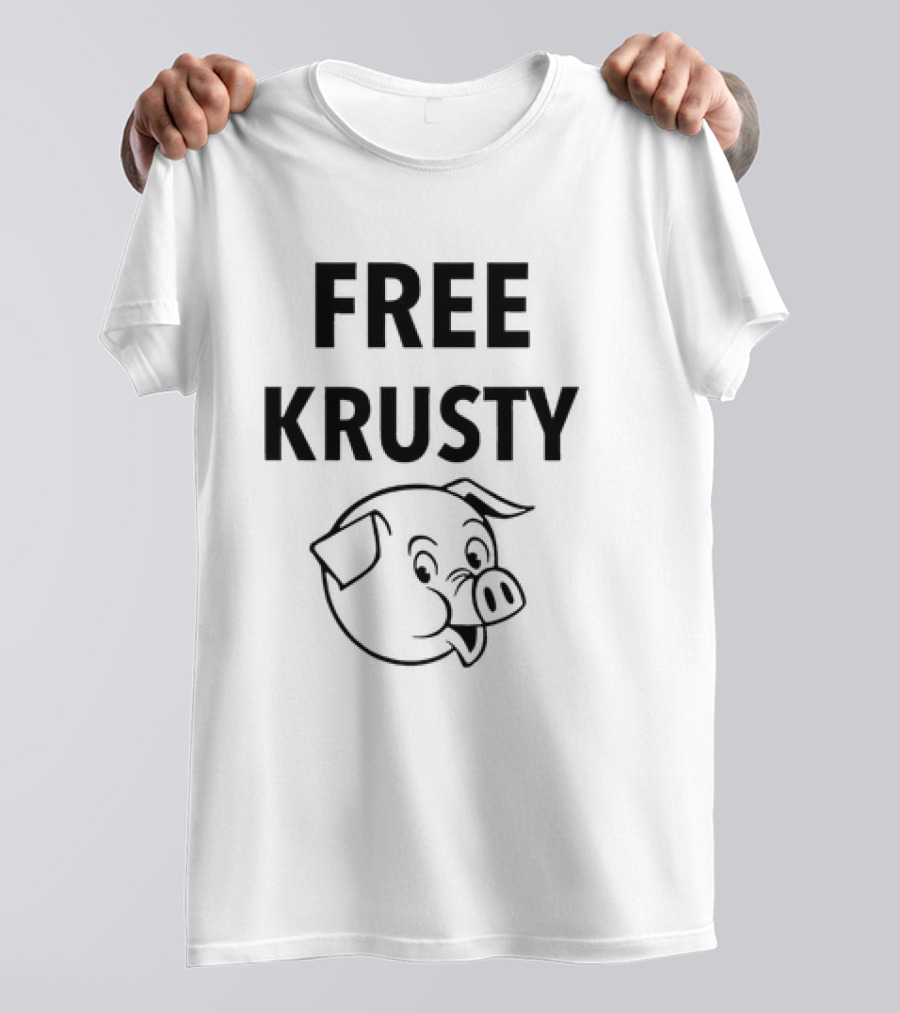 Free Krusty Pig Expressive Cartoon Head Drawing T-Shirt