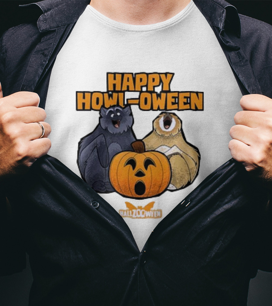 Happy Howl-oween Gibbons HallZOoween Pumpkin T-Shirt
