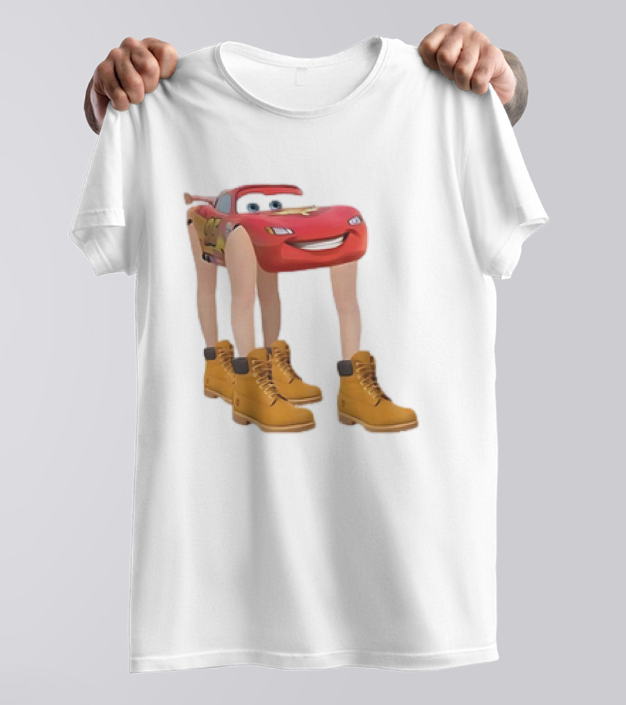 Lightning McQueen With Legs Cartoon Boots T-Shirt