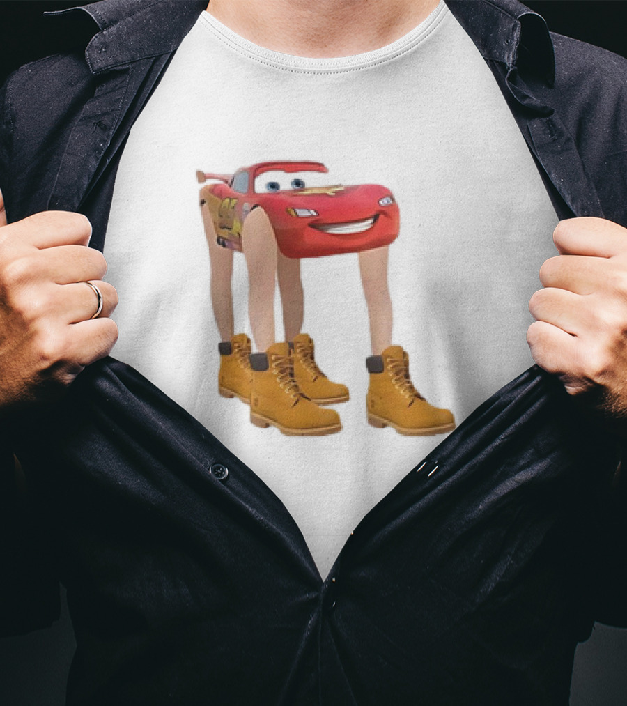 Lightning McQueen With Legs Cartoon Boots T-Shirt