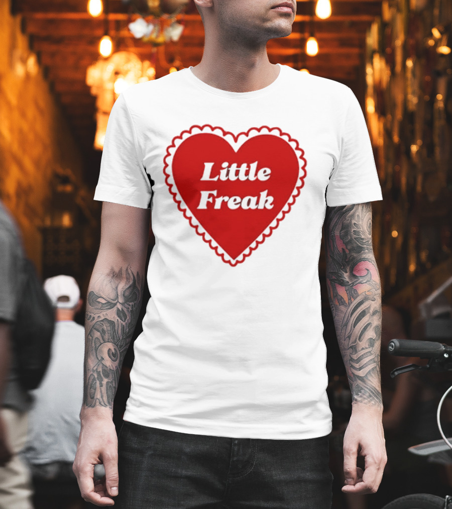 Little Freak Heart Red Scalloped Text T-Shirt