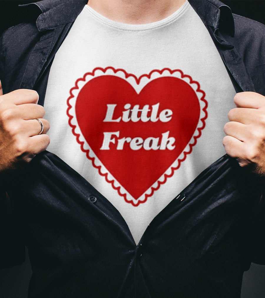 Little Freak Heart Red Scalloped Text T-Shirt