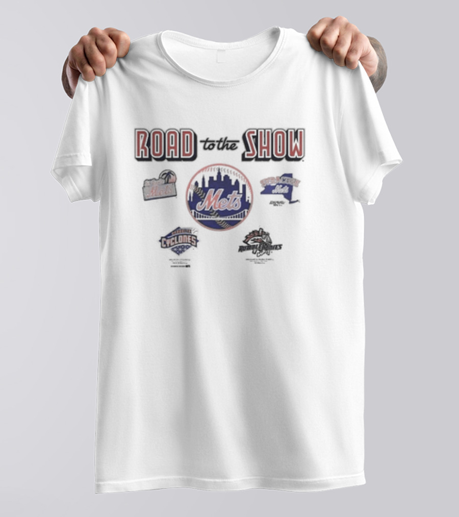 Road To The Show NY Mets Affiliates Brooklyn Cyclones Binghamton Rumble Ponies Syracuse Mets T-Shirt