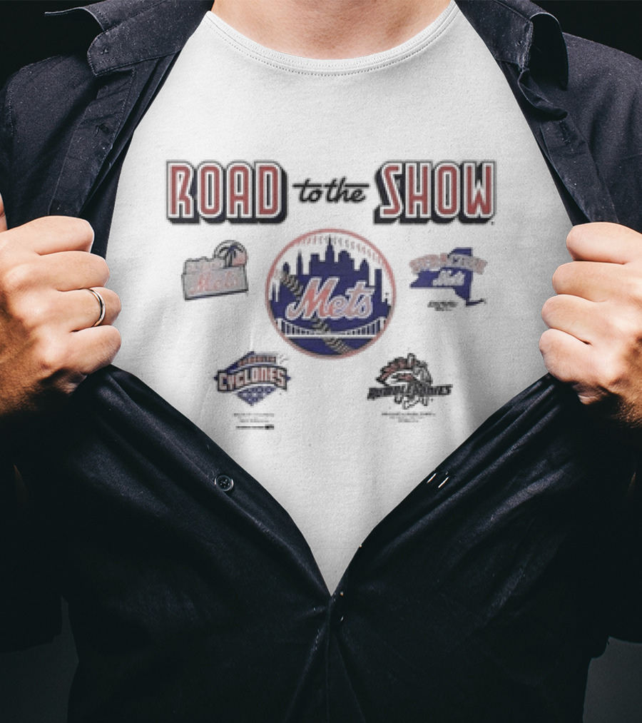 Road To The Show NY Mets Affiliates Brooklyn Cyclones Binghamton Rumble Ponies Syracuse Mets T-Shirt