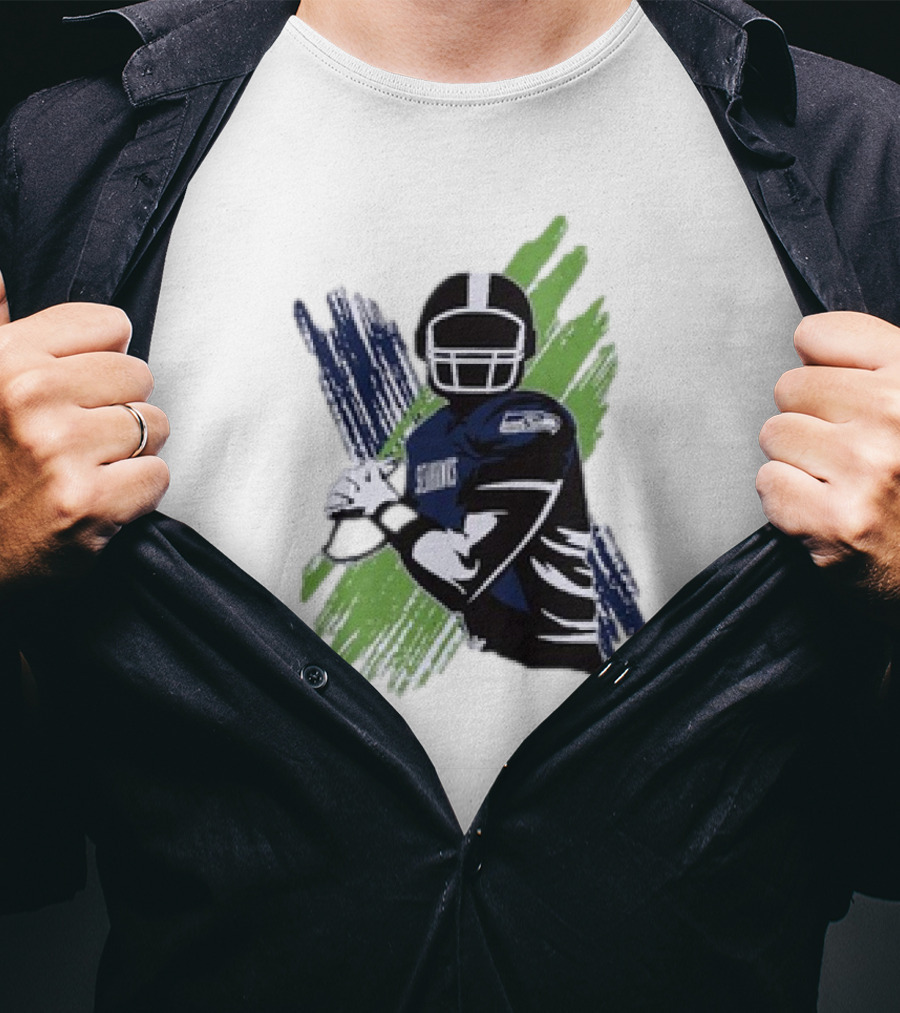 Seattle Seahawks Starter Player X Blue Green Football T-Shirt