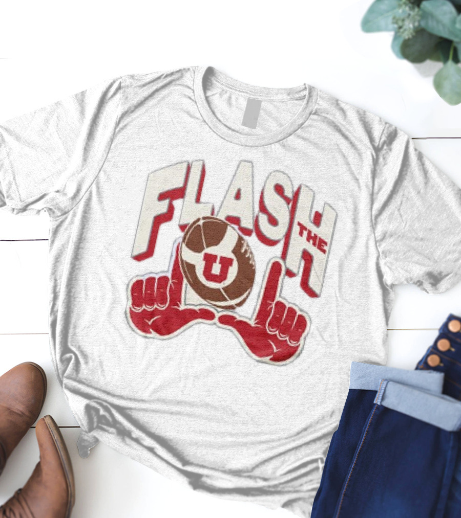 Utah Utes Flash The U Football Logo With Red Hand Gesture T-Shirt