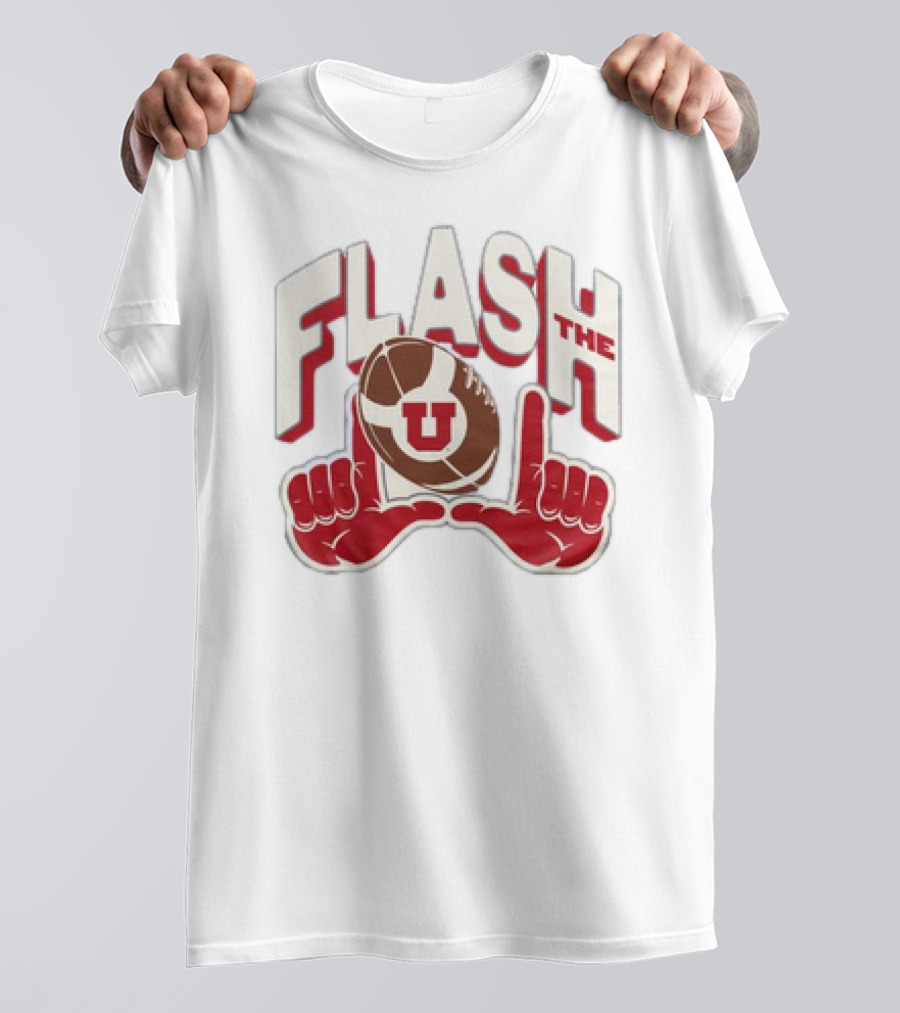 Utah Utes Flash The U Football Logo With Red Hand Gesture T-Shirt