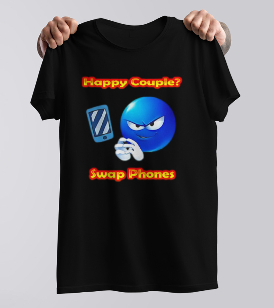 Happy Couple? Swap Phones Blue Emoji T-Shirt