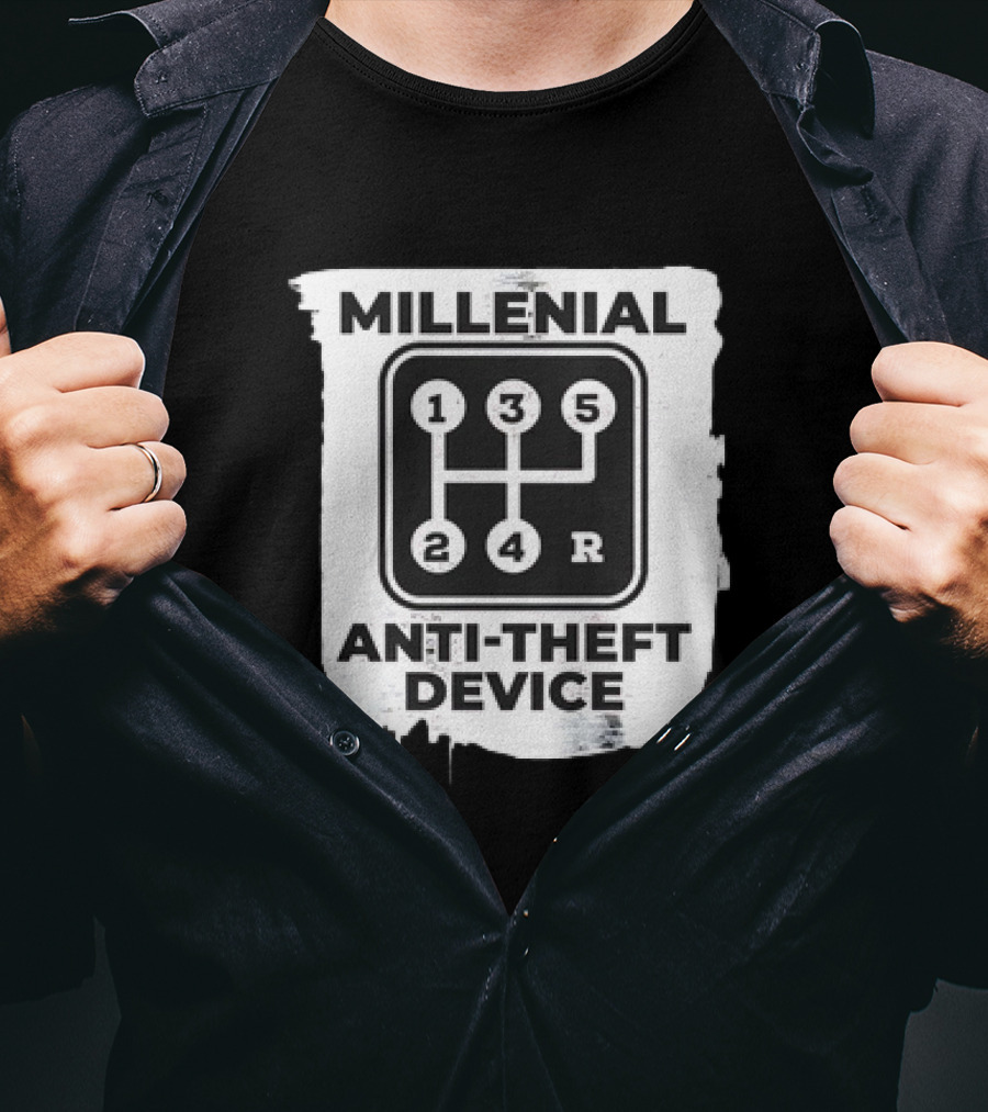 Millenial Anti-Theft Device Manual Gear Shift T-Shirt