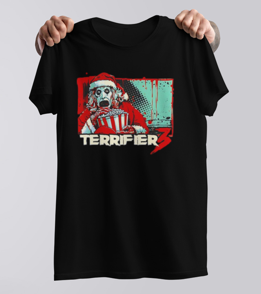 Terrifier 3 Santa Popcorn Horror Scene T-Shirt