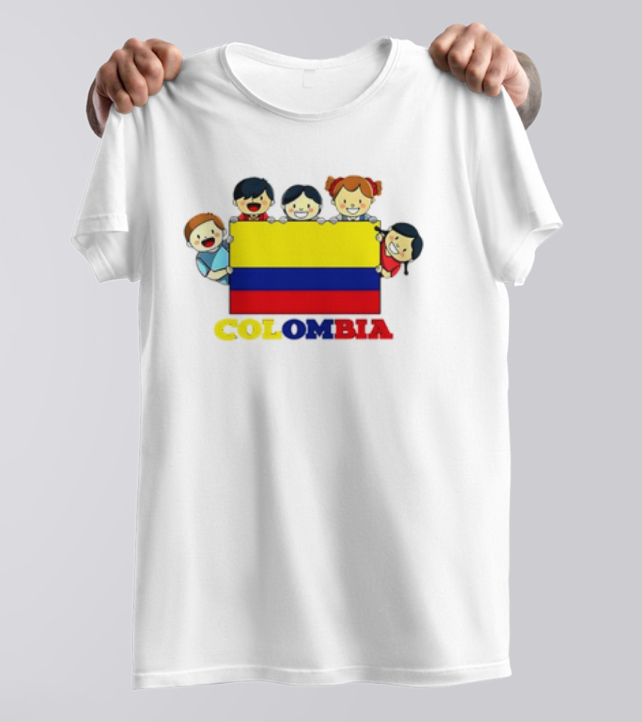 Colombia Flag Hispanic Heritage Month Cartoon Kids Colombian Flag T-Shirt