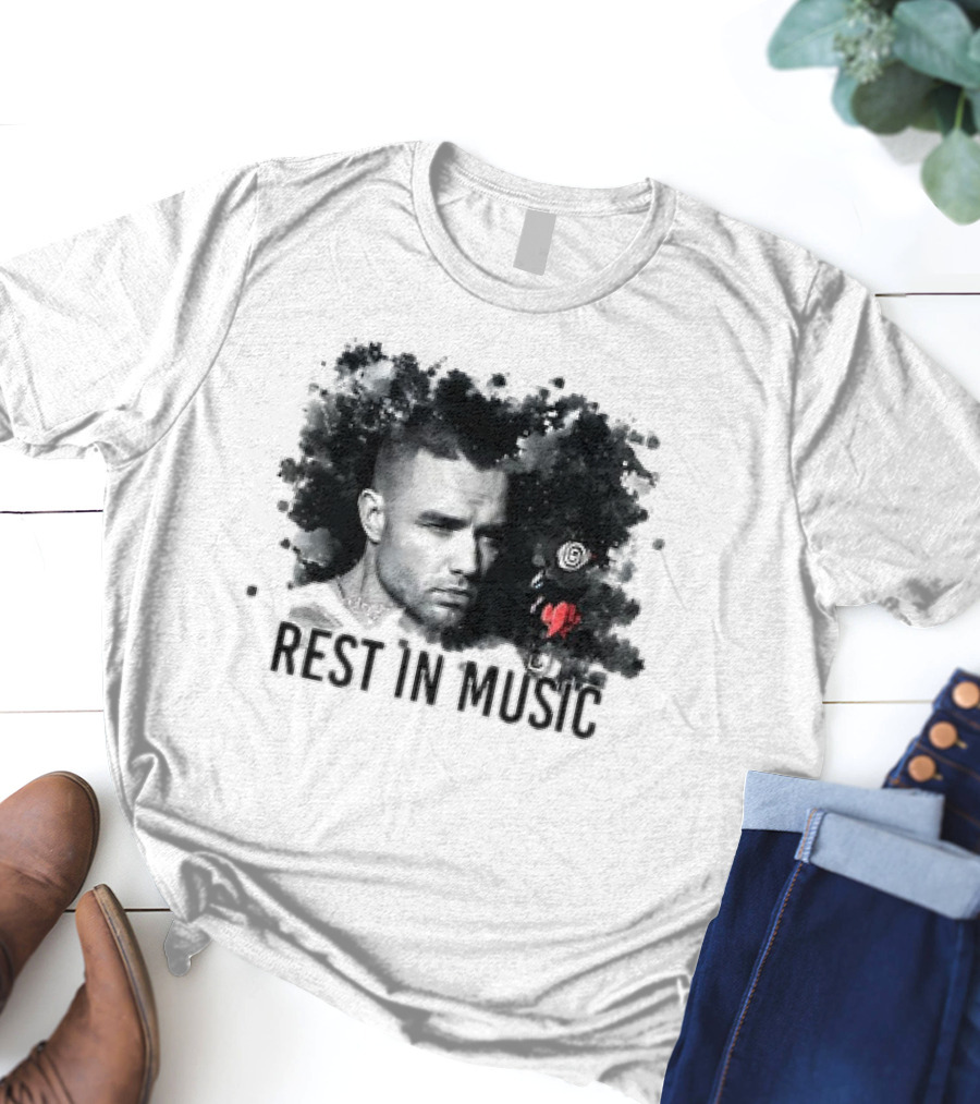 Liam Payne Rest In Music Portrait With Artistic Black And Red Accents T-Shirt