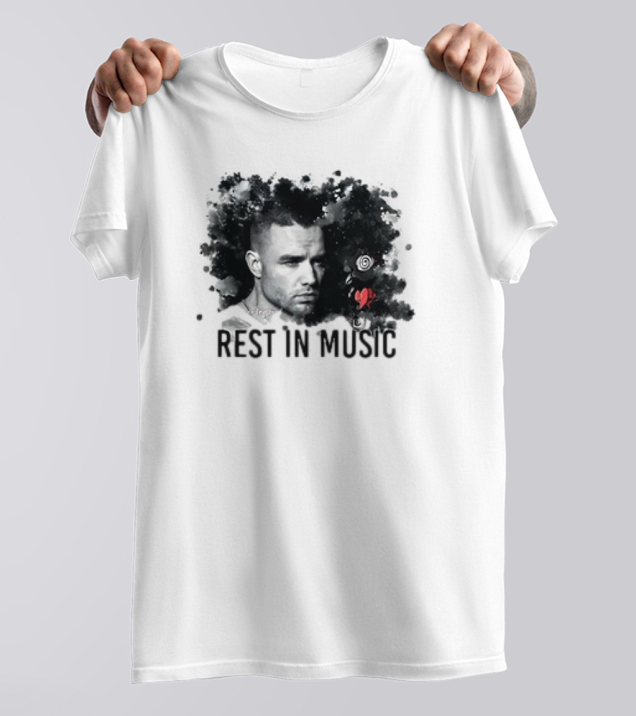 Liam Payne Rest In Music Portrait With Artistic Black And Red Accents T-Shirt