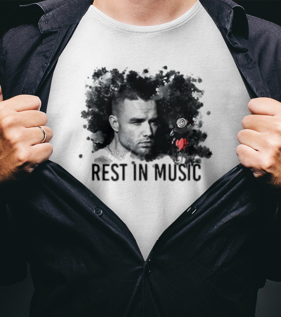 Liam Payne Rest In Music Portrait With Artistic Black And Red Accents T-Shirt