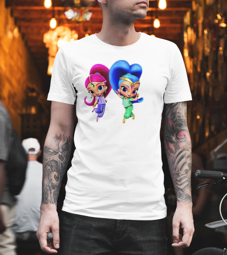 Shimmer And Shine Cartoon Girl Friend Duo With Vibrant Colors T-Shirt