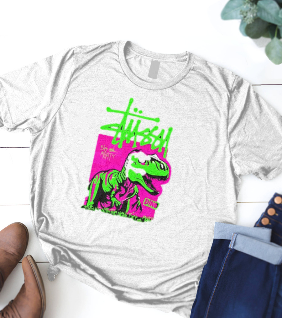 Stussy Big And Meaty Dino Cartoon T-Shirt