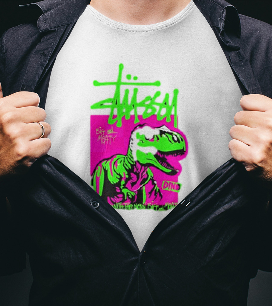 Stussy Big And Meaty Dino Cartoon T-Shirt