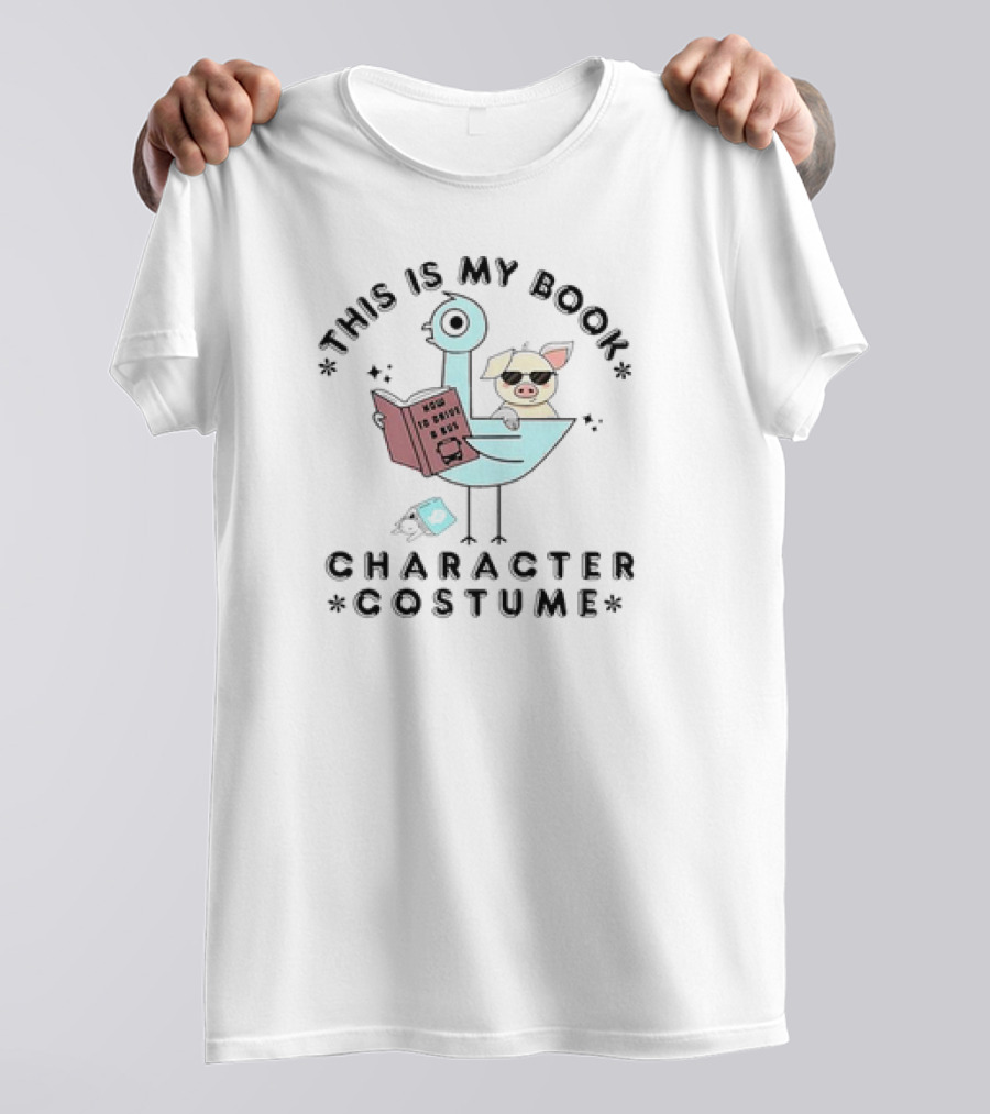 This Is My Book Character Costume Pigeon Reading How To Drive Bus Cartoon T-Shirt