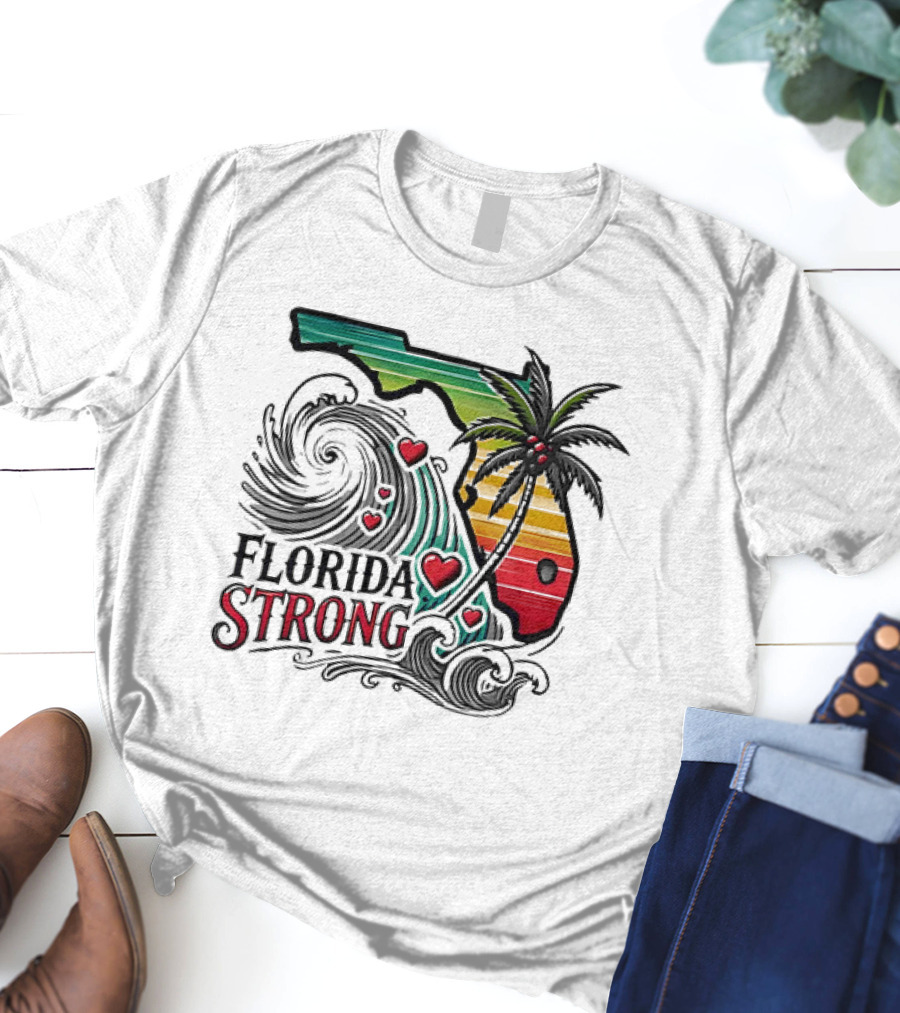 Florida Strong Wave Palm Heart T-Shirt