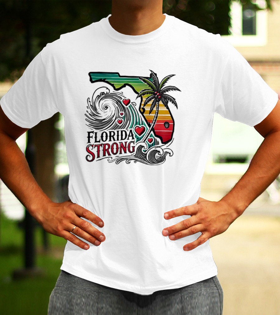 Florida Strong Wave Palm Heart T-Shirt
