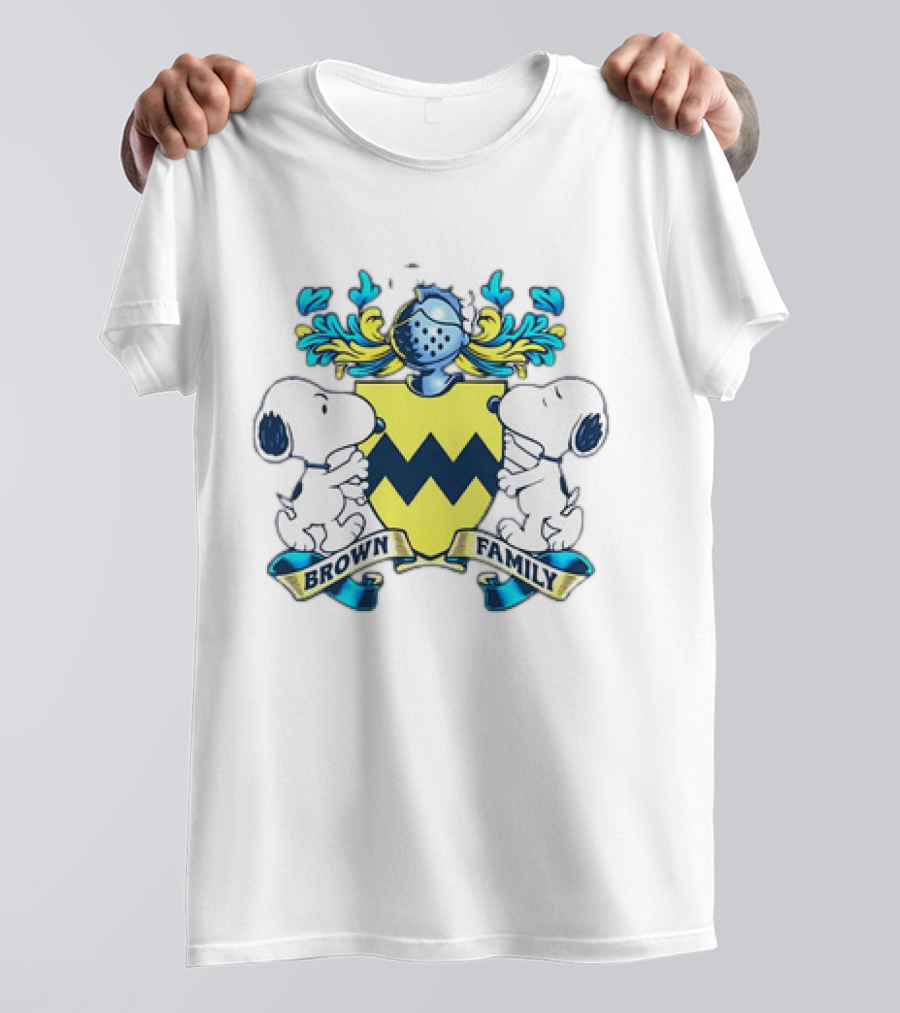 Brown Family Crest Charlie Brown Snoopy Peanuts Iconic Shield T-Shirt