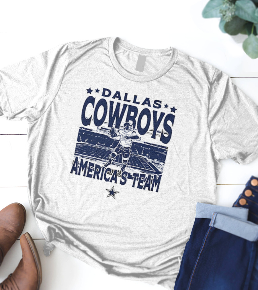 Dallas Cowboys America's Team Quarterback Stadium Blue T-Shirt