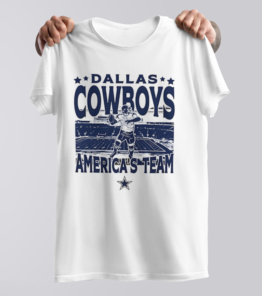 Dallas Cowboys America's Team Quarterback Stadium Blue T-Shirt